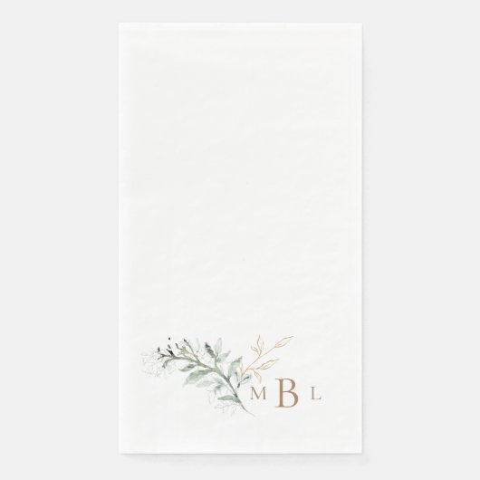Elegante bladgoudmonogram servet (Voorkant)