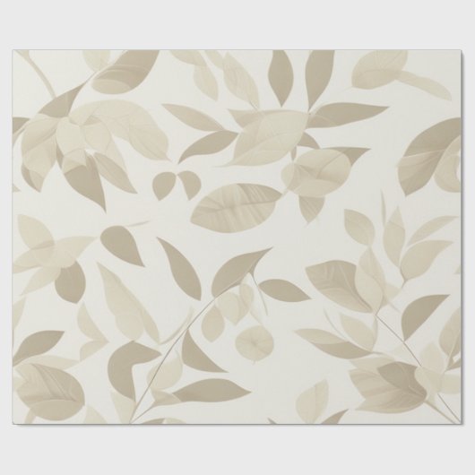 Elegante bladhaven: wit en beige behang cadeaupapier (Vlak)