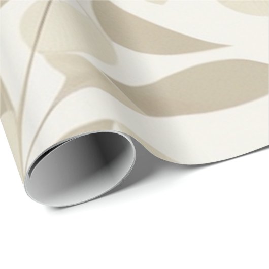Elegante bladhaven: wit en beige behang cadeaupapier (Rol Hoek)
