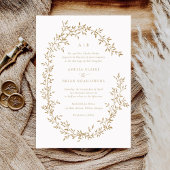 Elegante bladkrans gouden laurier botanische bruil kaart