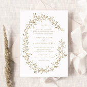 Elegante bladkrans gouden laurier botanische bruil kaart