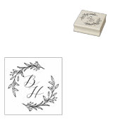 Elegante bladkrans trouwmonogram rubberstempel (Gestempeld)