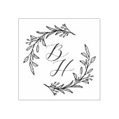 Elegante bladkrans trouwmonogram rubberstempel (Afrduk)