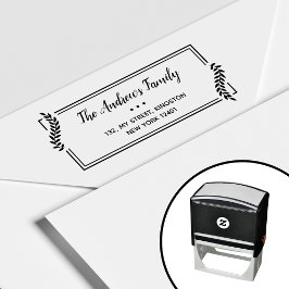 Elegante bladlijst familienaam zelfinktende stempel