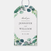 Elegante Bladrijke Waterverf Botanische Groene Huw Cadeaulabel (Voorkant)