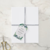 Elegante Bladrijke Waterverf Botanische Groene Huw Cadeaulabel (Met Touw)