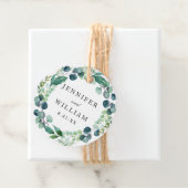 Elegante Bladrijke Waterverf Botanische Krans Trou Bedankjes Labels (In situ)