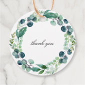 Elegante Bladrijke Waterverf Botanische Krans Trou Bedankjes Labels (Achterkant)