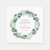 Elegante Bladrijke Waterverf Botanische Krans Trou Servet (Voorkant)