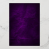 Elegante bladwerveling Dieppaarse bruiloft Folie Uitnodiging (Achterkant)