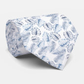 elegante blanco con hojas azules stropdas (Opgerold)