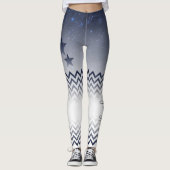 elegante blanco y azul con zigzag leggings (Voorkant)