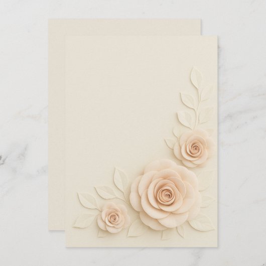 Elegante Blank 3D Bloemen Kaart Handschrift Vriend (Voorkant / Achterkant)