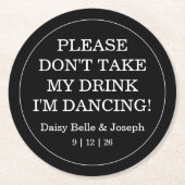 Elegante Blank & Witte bruiloft Ronde Kartonnen Onderzetter (Voorkant)