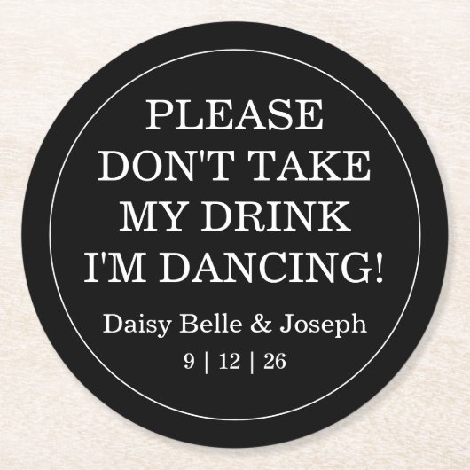 Elegante Blank & Witte bruiloft Ronde Kartonnen Onderzetter (Voorkant)