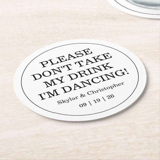 Elegante Blank & Witte bruiloft Ronde Kartonnen Onderzetter (Gebogen)