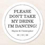 Elegante Blank & Witte bruiloft Ronde Kartonnen Onderzetter (Voorkant)