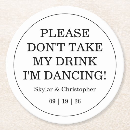 Elegante Blank & Witte bruiloft Ronde Kartonnen Onderzetter (Voorkant)