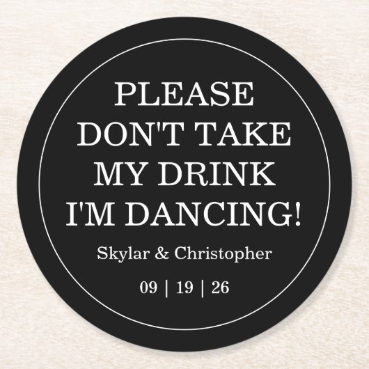 Elegante Blank & Witte bruiloft Ronde Kartonnen Onderzetter (Voorkant)