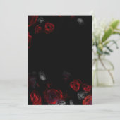 Elegante Blank Zwart en Rode Bloemen Huwelijk Menu (Staand voorkant)