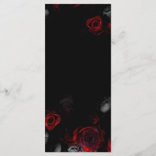 Elegante Blank Zwart en Rode Bloemen Wedding Kaart (Achterkant)