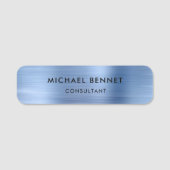 Elegante Blau Metallic Zakelijk Naamplaatje (Voorkant)
