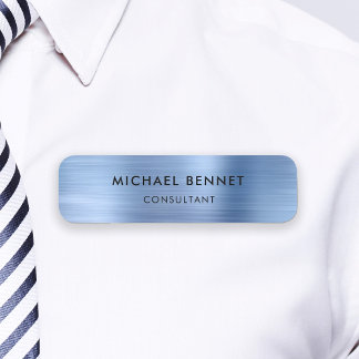 Elegante Blau Metallic Zakelijk Naamplaatje