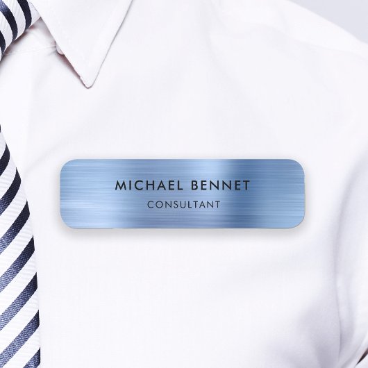 Elegante Blau Metallic Zakelijk Naamplaatje