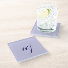 Elegante blauw aangepaste belettering initialen glazen onderzetter