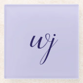 Elegante blauw aangepaste belettering initialen glazen onderzetter (Voorkant)