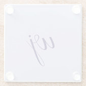 Elegante blauw aangepaste belettering initialen glazen onderzetter (Achterkant)