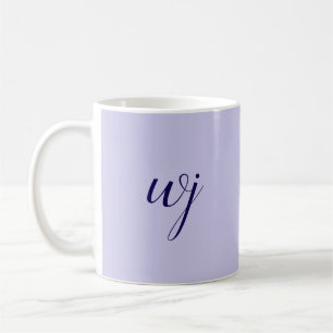 Elegante blauw aangepaste belettering initialen koffiemok