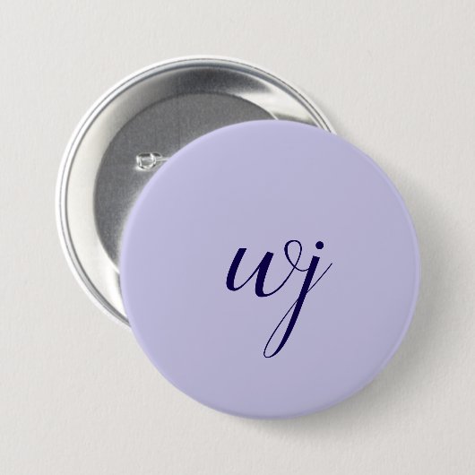 Elegante blauw aangepaste belettering initialen ronde button 7,6 cm (Voorkant /achterkant)
