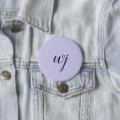 Elegante blauw aangepaste belettering initialen ronde button 7,6 cm (In situ)