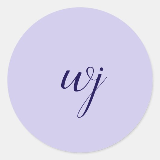 Elegante blauw aangepaste belettering initialen ronde sticker (Voorkant)