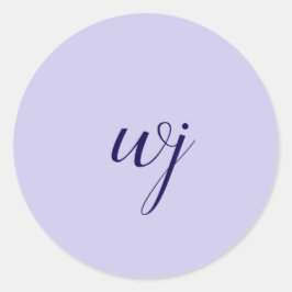 Elegante blauw aangepaste belettering initialen ronde sticker