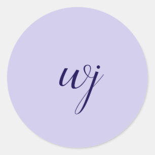 Elegante blauw aangepaste belettering initialen ronde sticker