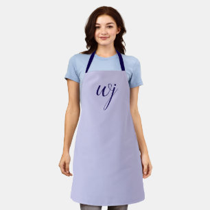 Elegante blauw aangepaste belettering initialen schort
