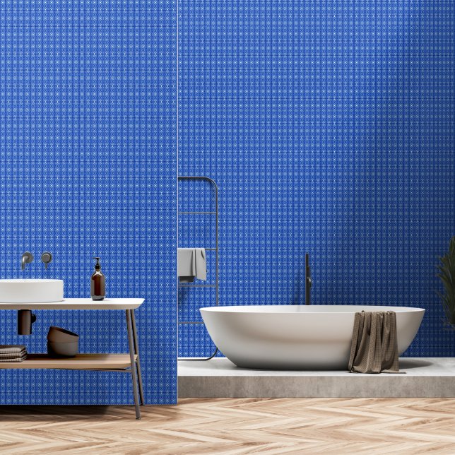 Elegante blauw behang (Badkamer)