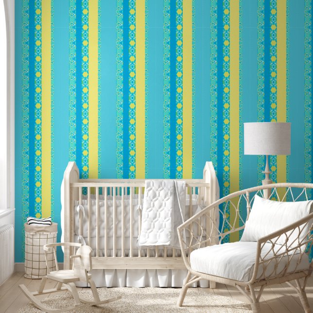 Elegante blauw behang (Kinderen)
