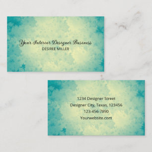 Elegante  Blauw Blauwgroen Beige Waterverf Textuur Visitekaartje