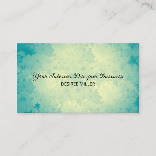 Elegante  Blauw Blauwgroen Beige Waterverf Textuur Visitekaartje (Voorkant)