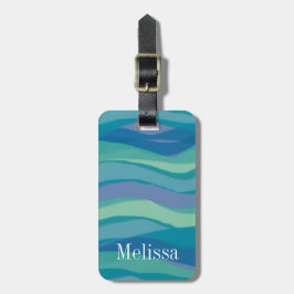 Elegante blauw Blauwgroen Waterverf Bagagelabel