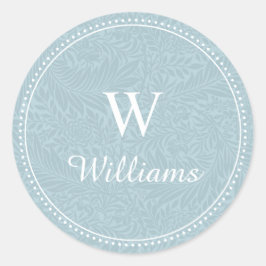 Elegante Blauw Bloemen Gevlekte Rand Ronde Sticker