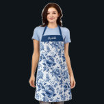 Elegante  Blauw Bloemen Toile Baking Schort<br><div class="desc">Een prachtig blauw en geel bakpatroon met een  schort van citroen. Een geweldig cadeau voor een vriend. Personaliseer het voor een leuk verjaardagscadeau. Ontworpen voor u door BlackBerry Boulevard.</div>