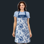 Elegante Blauw Bloemen Toile Baking Schort<br><div class="desc">Een prachtig blauw en geel bakpatroon met een schort van citroen. Een geweldig cadeau voor een vriend. Personaliseer het voor een leuk verjaardagscadeau. Ontworpen voor u door BlackBerry Boulevard.</div>