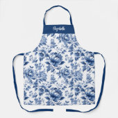 Elegante  Blauw Bloemen Toile Baking Schort (Voorkant)