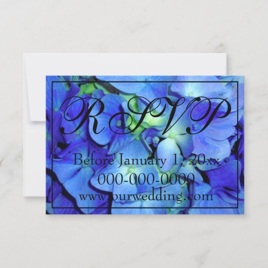 Elegante blauw bloemige rozen blauw hortensia's RS Save The Date (Voorkant)