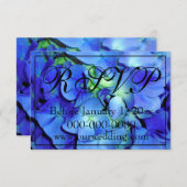 Elegante blauw bloemige rozen blauw hortensia's RS Save The Date (Voorkant / Achterkant)