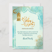 Elegante blauw en goud met marmer textuur Iftar Kaart (Achterkant)